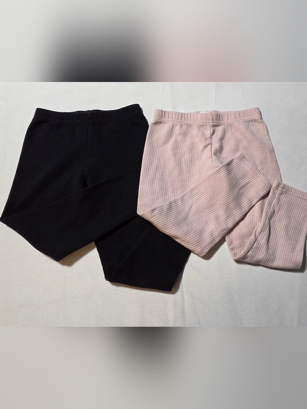 Carter's Little Girls Ribbed Knit Leggings Bundle Lot of 2 Pink Black Size 6/6X